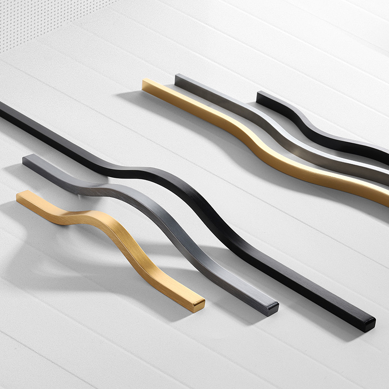 Curved Spring Bar - Гальванические матовые золотые ручки шкафа -