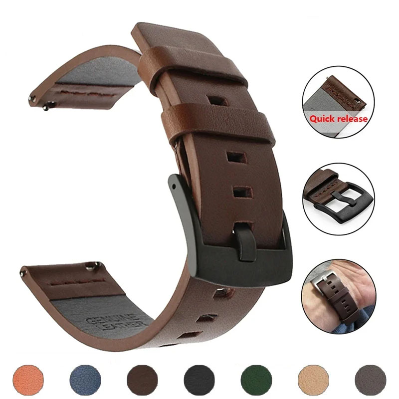 Ремешок для часов 20 мм 22 мм, – обзор и цена Leather Strap Quick Release